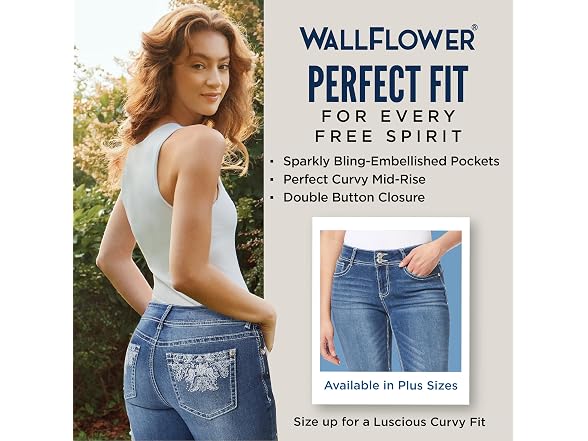 WallFlower Women (3) Luscious 23.5” Mid-Rise Jeans