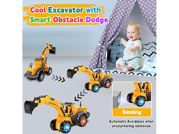 ALOTJOY Lights Music Excavator Truck Toy