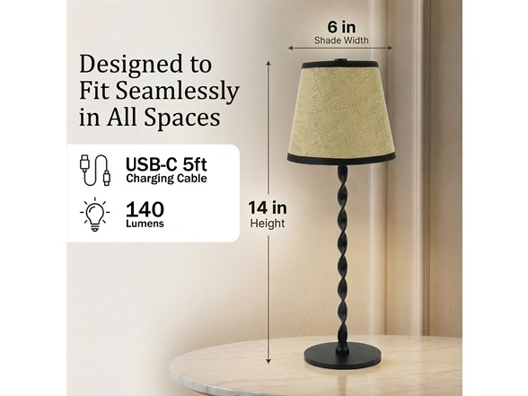 Twist Stem Black Tan Shade Lamp