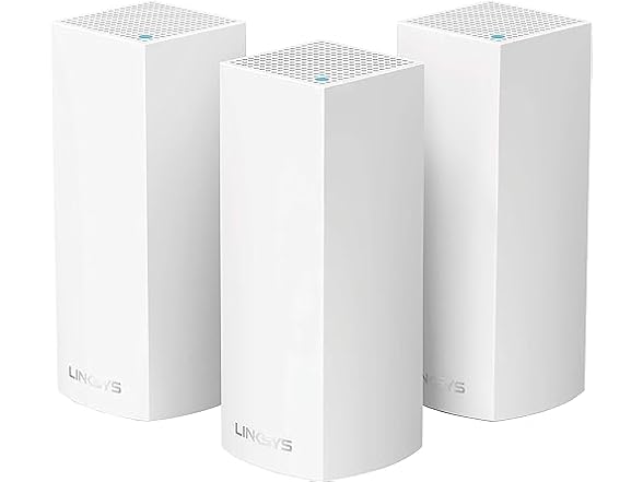 Linksys WHW0301 Velop Intelligent Mesh WiFi Router System: AC2200 Tri-Band, Network for Full-Speed Coverage, Computer Internet Wireless Routers Extender for Home (White, 3-Pack) (Renewed) (Open Box)