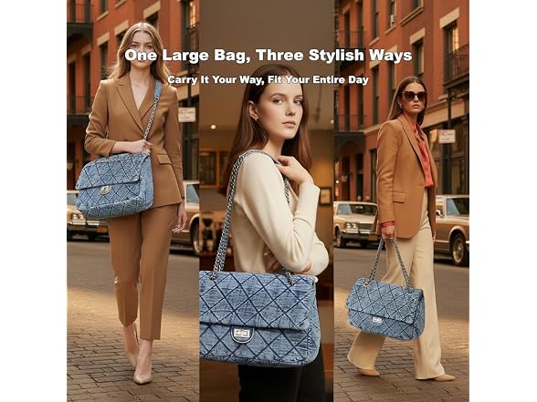 VEWWA Quilted Denim Tote Bag