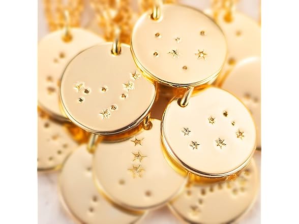 MEVECCO Gold Necklace Zodiac Aquarius