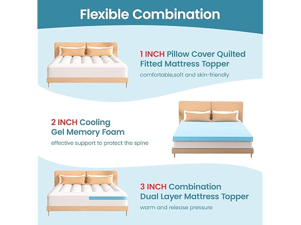 AprLeaf 3" Pillow Top Topper, Queen