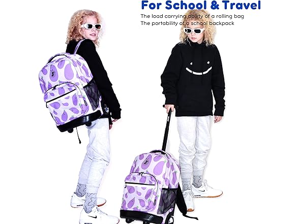 J World Sunrise Rolling Backpack, Heart Dot