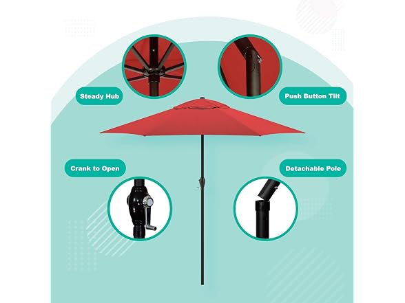 Sunline 9 ft Patio Umbrella with Crank & Pus Brick