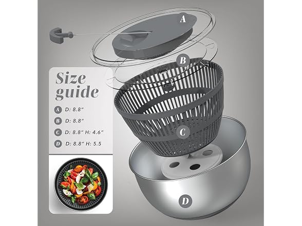 COOK WITH COLOR Stainless Steel Salad Spinner - 5 Q