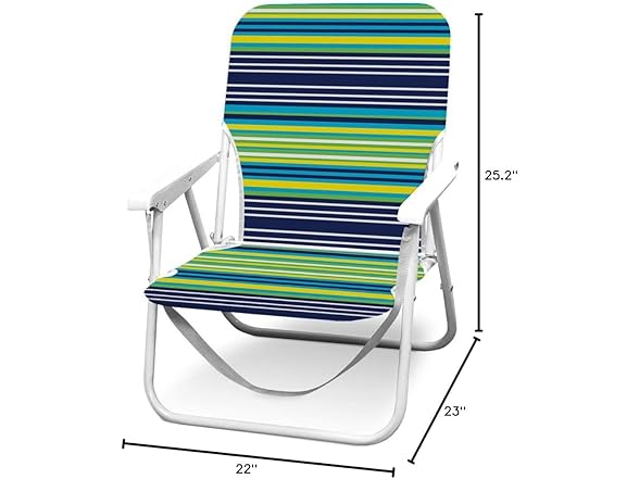 CARIBBEAN JOE Beach Chair, 1 Position (Blue and Lime Stripe)
