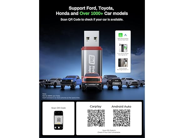 YUQUYI 2-in-1 Wireless CarPlay Adapter