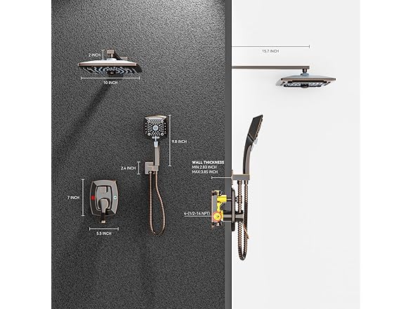 ELLO&ALLO Bathroom Shower Faucet Set Mixing Valve Trim Kit