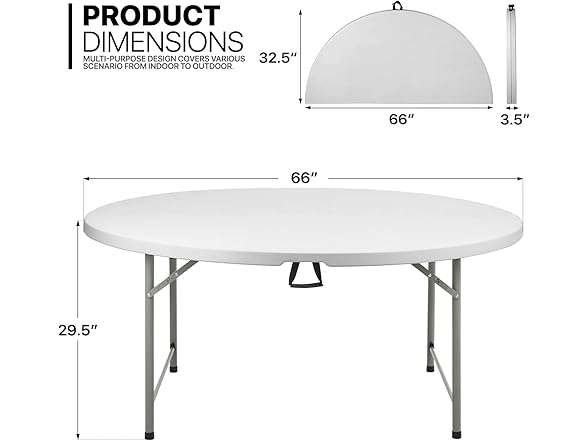 MoNiBloom 5.5Ft Round Folding Table