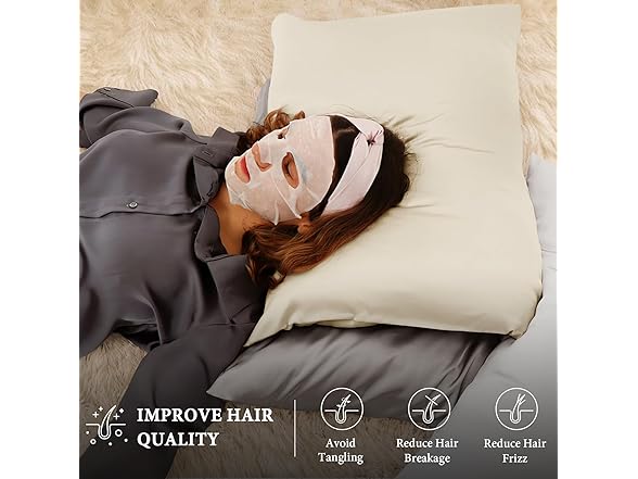 BHZ Beige Satin Goose Feather Pillow