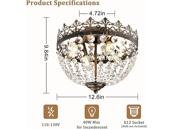 VerRon 4-Light K9 Crystal Chandelier
