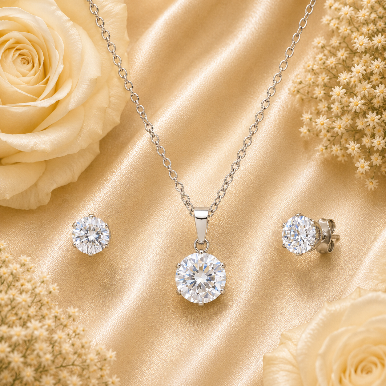 Clear Stone Necklace & Earring Set - Gallery 6