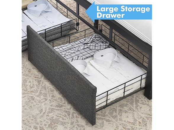 Queen Bed Frame w/ 2 Drawers, LED Light