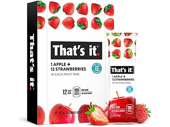 That's It Apple Strawberry Bars 12pk