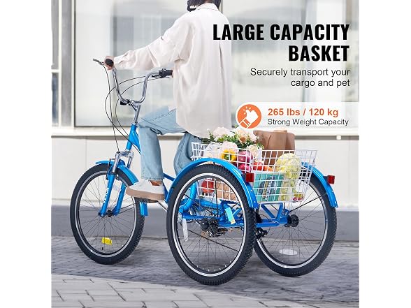 Adult Tricycles Bike, 24 Inch Three-Wheeled