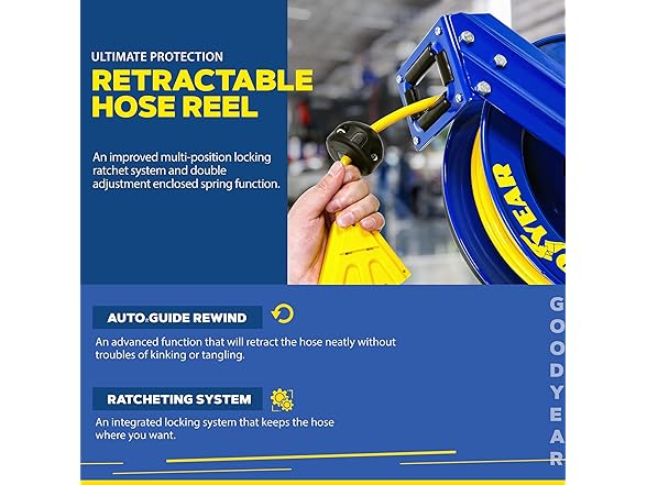 Goodyear Extension Cord Reel Retractable 14AWG x 100'