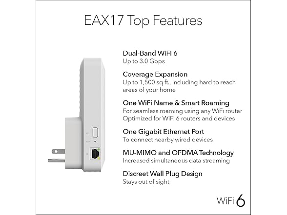 Netgear EAX17-100NAR WiFi 6 Range Extender