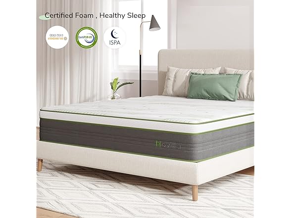Novilla 12 Inch King Memory Foam Hybrid Mattress