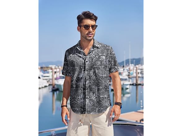 Coofandy Men (XL) Hawaiian Beach Shirt Short Shirt