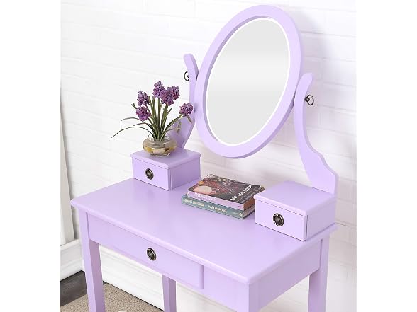 Roundhill Furniture Moniys Wood Moniya Makeup Vanity Table