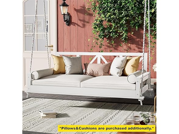 Merax Acacia Wood Twin Size Patio Swing Bed