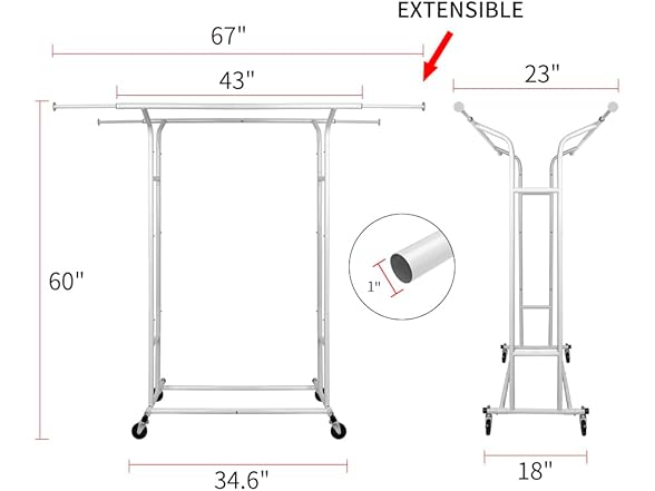  Fishat White Double Rod Garment Rack 