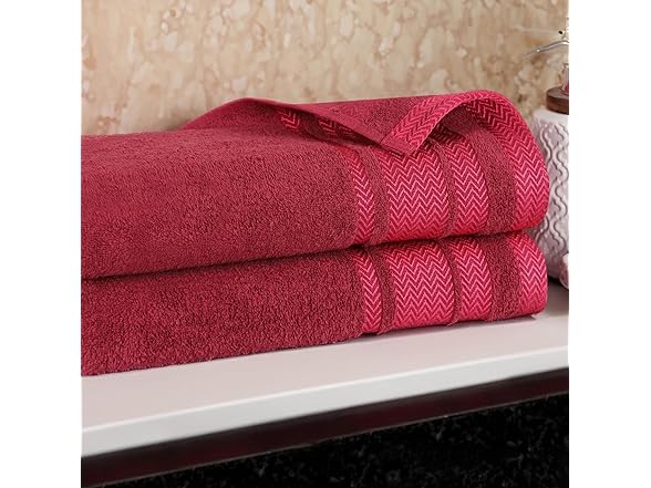 Superior 2PC Hays Cotton Bath Towel, Cranberry