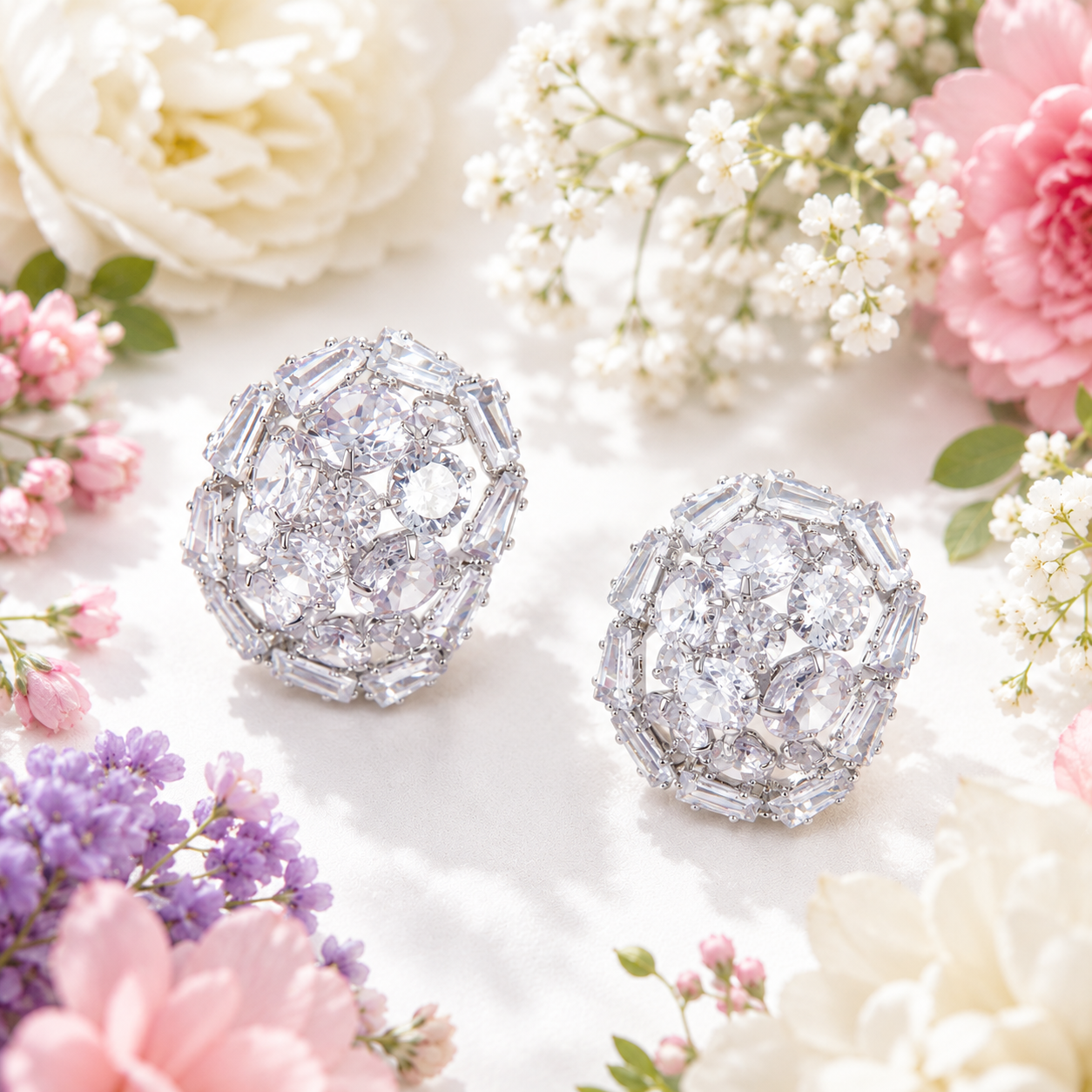 Silver Dimensional Cluster Studs - Gallery 7
