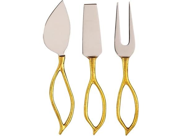 Santa Barbara Design Studio Cheese Knives 3-Piece, Gold