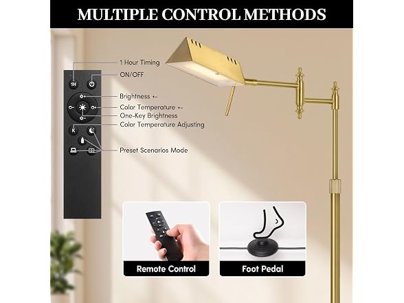 Bairth B0GLHV96MB Antique Brass Reading Floor Lamp
