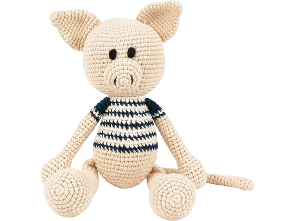 Enesco Woolie Sam the Pig Handmade Crochet Animal Plush