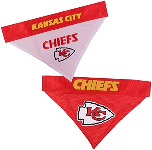 Pets First NFL Kansas City Chiefs Reversible Bandana Size XX-Large for Dogs & Cats. 2 Sided Sports Bandana, Premium Embroidery Team Logo, Many NFL Teams Available