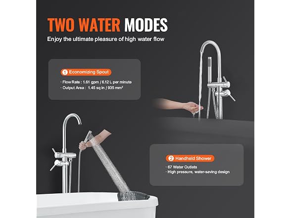 VEVOR Freestanding Bathtub Floor Mount Faucet