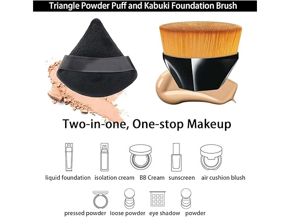 Triangle Powder Puffs and Kabuki Brush