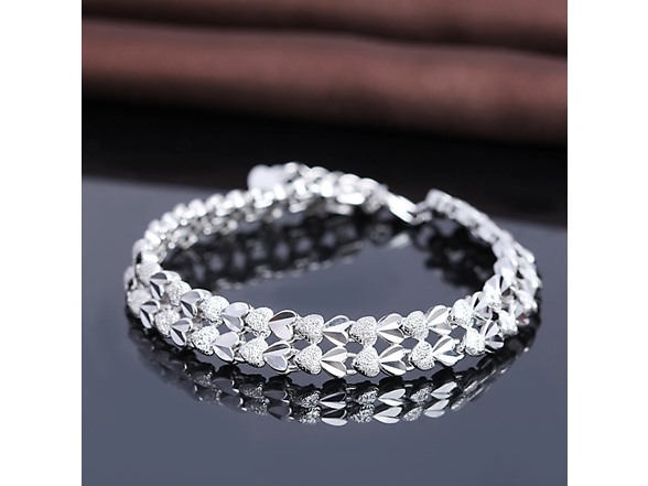 Diamond Cut Two Row Heart Bracelet
