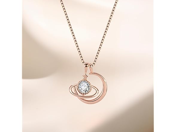 Onlyfine Moon Star Necklace White gold