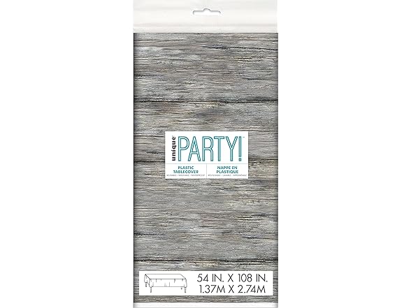 Gray Rustic Wood Plastic Table Cover