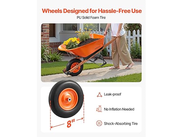 VEVOR Wheelbarrow Cart, 6 Cu. Ft.