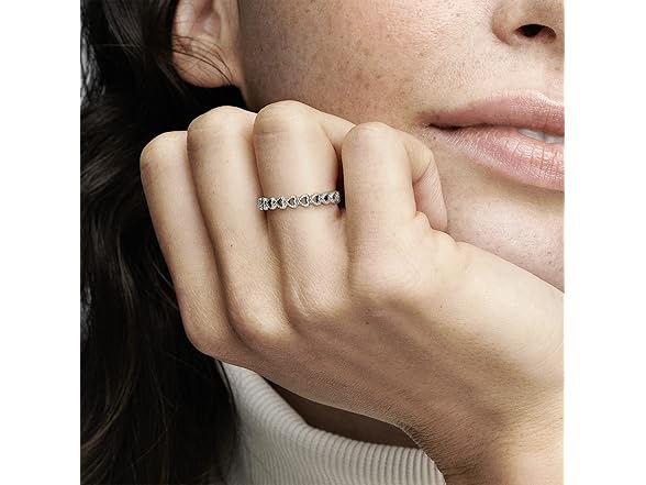 Pandora Jewelry Band of Hearts Sterling Silver Ring, Size 8.5 (Open Box)