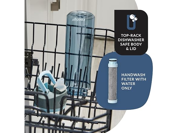 Contigo Wells Plastic Filter Water Bottle 24 Oz, Dark Ice
