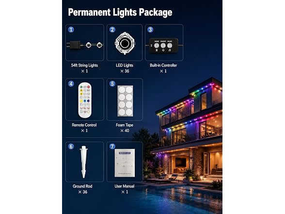 AurNyvaMay Permanent Lights 54FT