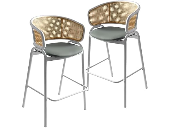 Leisuremod Ervilla Bar Stools w/White Steel