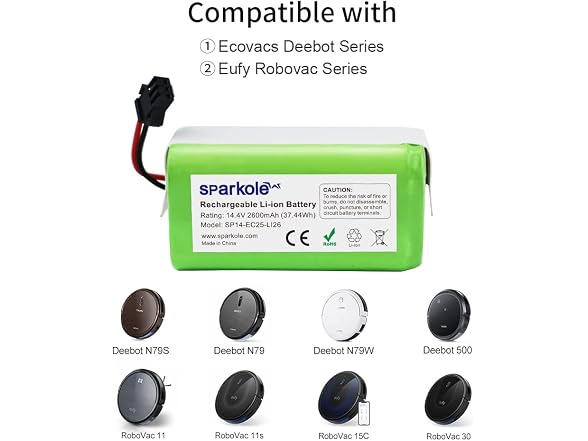 SPARKOLE 14.4V 2600mAh Replacement Battery for M