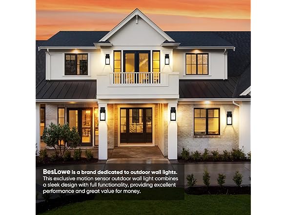 BesLowe 13" Motion Sensor Outdoor Wall Lights, 2-Pack