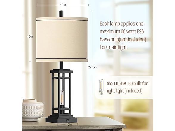 ROTTOGOON Farmhouse Table Lamp Set
