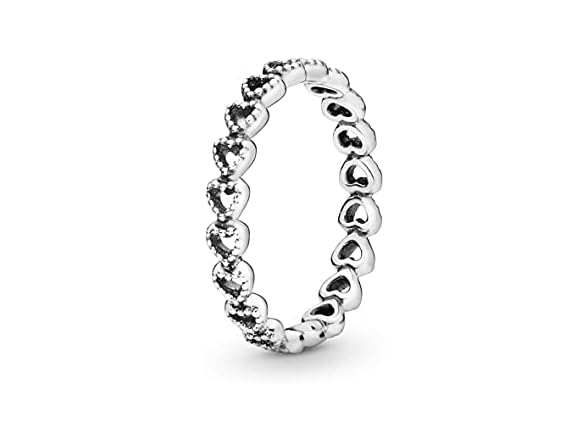 Pandora Jewelry Band of Hearts Sterling Silver Ring, Size 8.5 (Open Box)