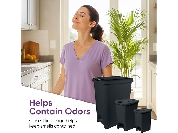 Superio Slim Trash Cans 3-Pack Black