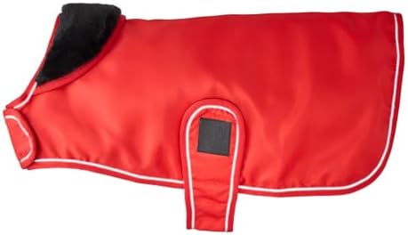 Pet Passion Dog Raincoat Faux Fur Trimmed Lined and Water Resistant Pet Jacket, Red, Medium