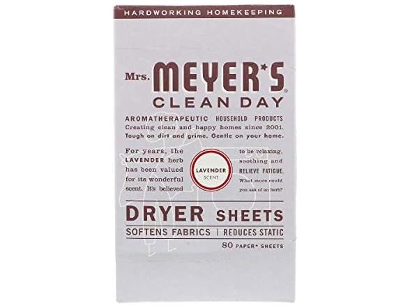 MRS. MEYER'S Dryer Sheets,Lavender, 80 SHT